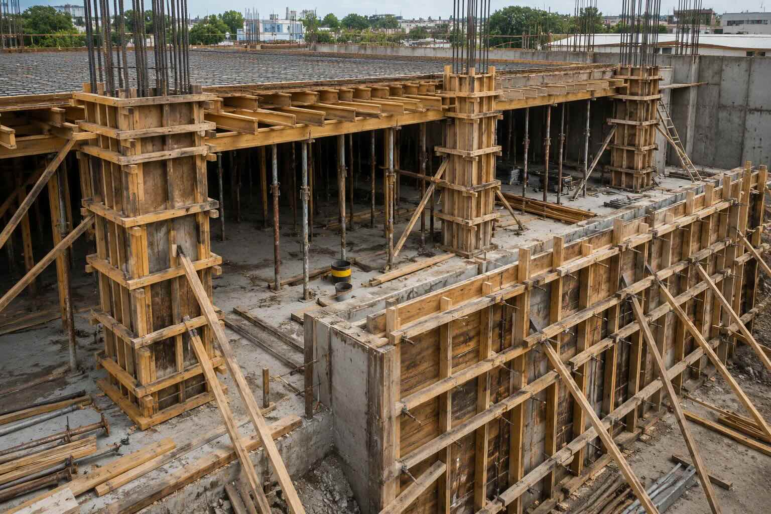 Cimbra de madera para concreto
