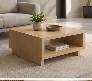 Mesa auxiliar de madera con repisa