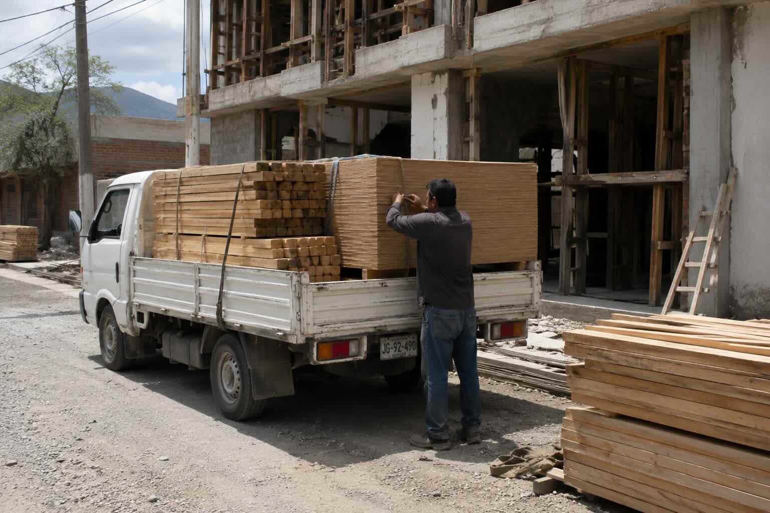 Entrega de madera en obra